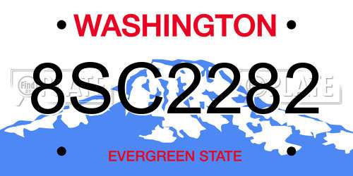 8SC2282 Washington License Plate
