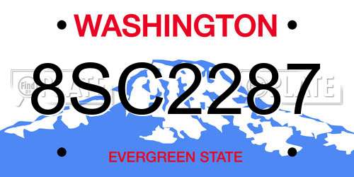 8SC2287 Washington License Plate