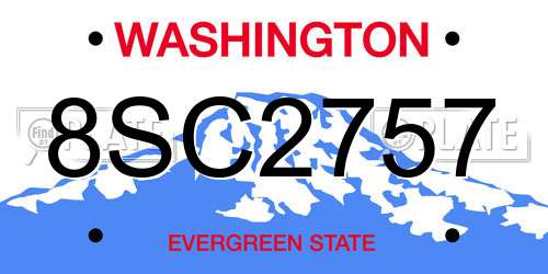 8SC2757 Washington License Plate