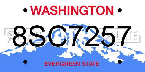 8SC7257 Washington License Plate
