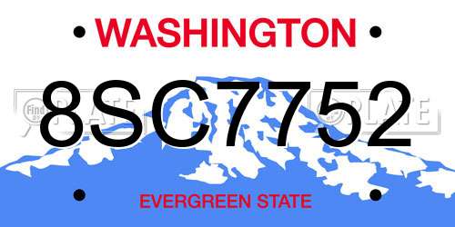 8SC7752 Washington License Plate