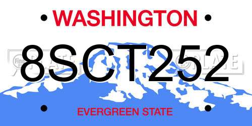 8SCT252 Washington License Plate