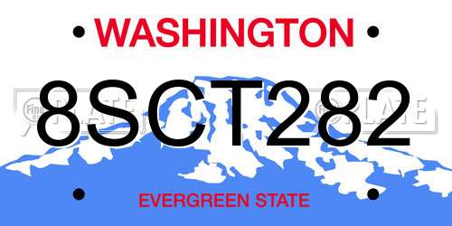 8SCT282 Washington License Plate