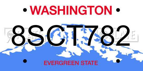 8SCT782 Washington License Plate