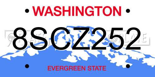 8SCZ252 Washington License Plate