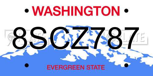 8SCZ787 Washington License Plate