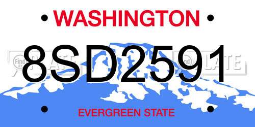 8SD2591 Washington License Plate