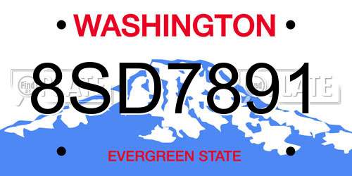 8SD7891 Washington License Plate