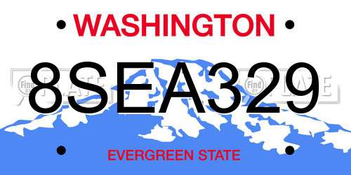 8SEA329 Washington License Plate