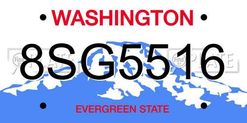 8SG5516 Washington License Plate