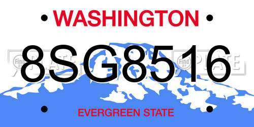 8SG8516 Washington License Plate