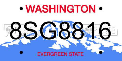 8SG8816 Washington License Plate