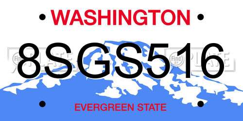 8SGS516 Washington License Plate
