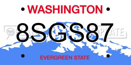 8SGS87 Washington License Plate