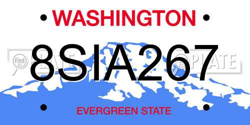 8SIA267 Washington License Plate