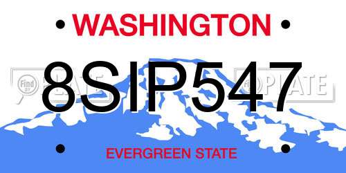 8SIP547 Washington License Plate