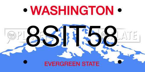 8SIT58 Washington License Plate