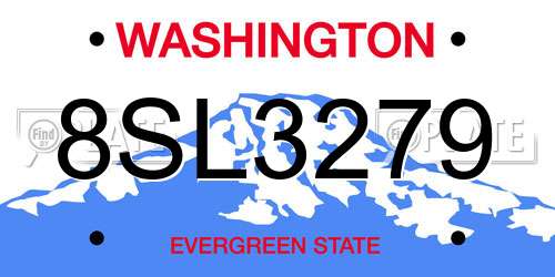 8SL3279 Washington License Plate