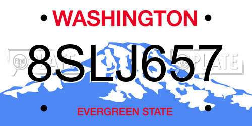 8SLJ657 Washington License Plate