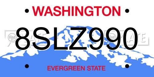 8SLZ990 Washington License Plate