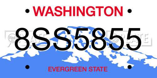 8SS5855 Washington License Plate