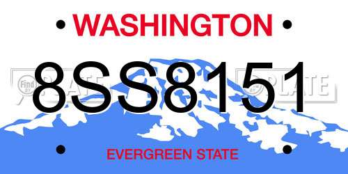 8SS8151 Washington License Plate