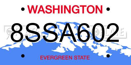 8SSA602 Washington License Plate