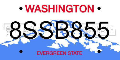 8SSB855 Washington License Plate