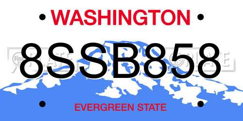 8SSB858 Washington License Plate
