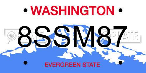 8SSM87 Washington License Plate