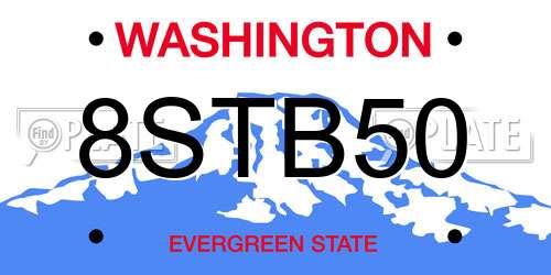 8STB50 Washington License Plate