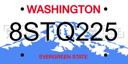 8STQ225 Washington License Plate
