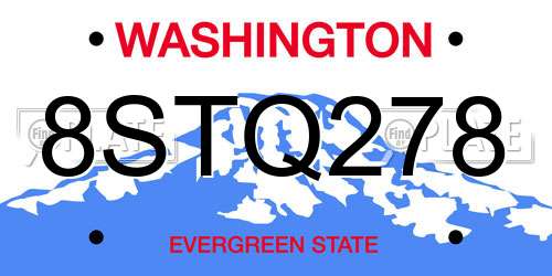 8STQ278 Washington License Plate