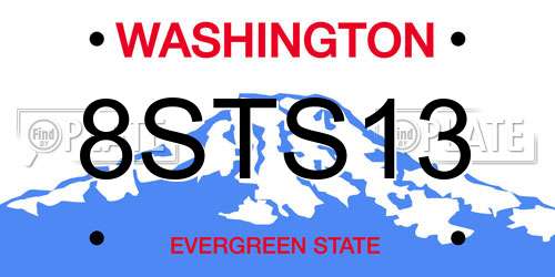 8STS13 Washington License Plate