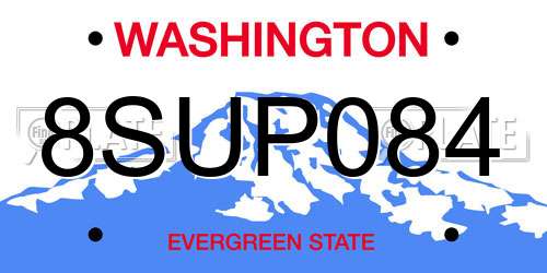8SUP084 Washington License Plate