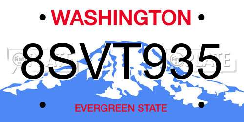 8SVT935 Washington License Plate