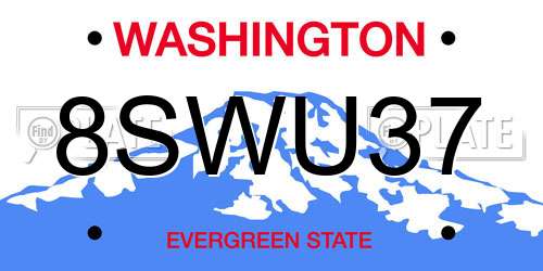 8SWU37 Washington License Plate