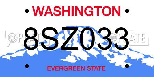 8SZ033 Washington License Plate