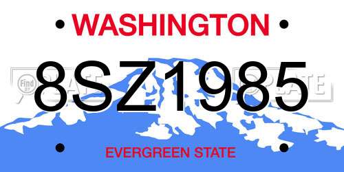 8SZ1985 Washington License Plate