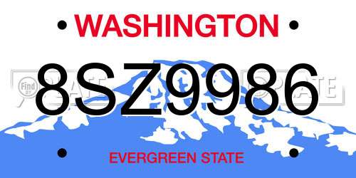 8SZ9986 Washington License Plate