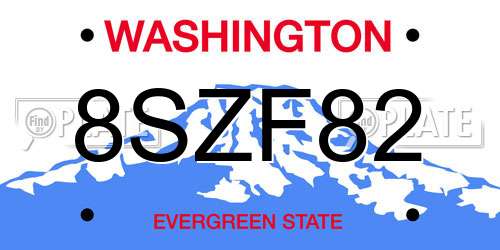 8SZF82 Washington License Plate