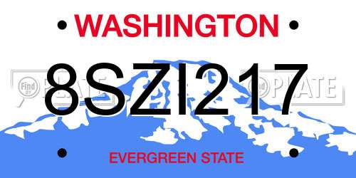 8SZI217 Washington License Plate