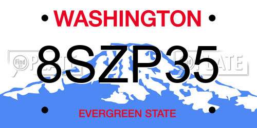8SZP35 Washington License Plate