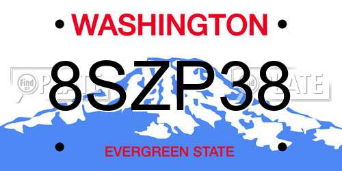 8SZP38 Washington License Plate