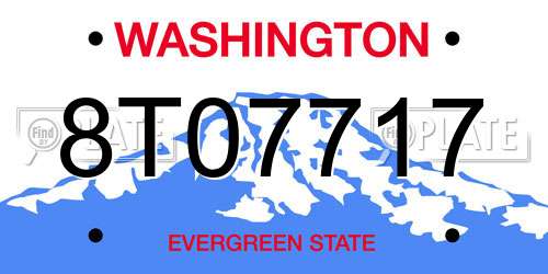 8T07717 Washington License Plate