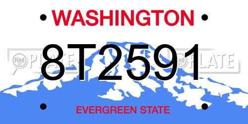 8T2591 Washington License Plate