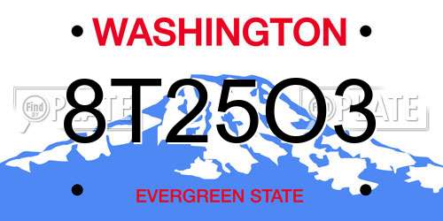 8T25O3 Washington License Plate