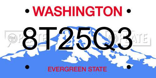 8T25Q3 Washington License Plate