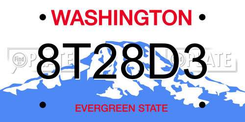 8T28D3 Washington License Plate
