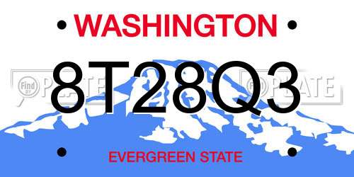 8T28Q3 Washington License Plate